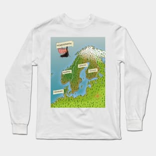 Map Of Scandinavia Long Sleeve T-Shirt